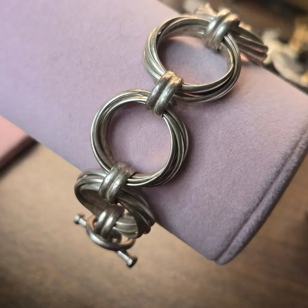 Silpada Multi-Circle Toggle Clasp Sterling Silver Bracelet (Style B1235)